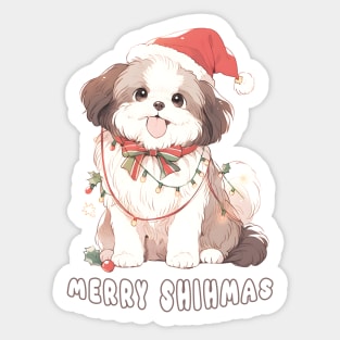 Merry Shihmas!! Merry Christmas Shih Tzu Sticker